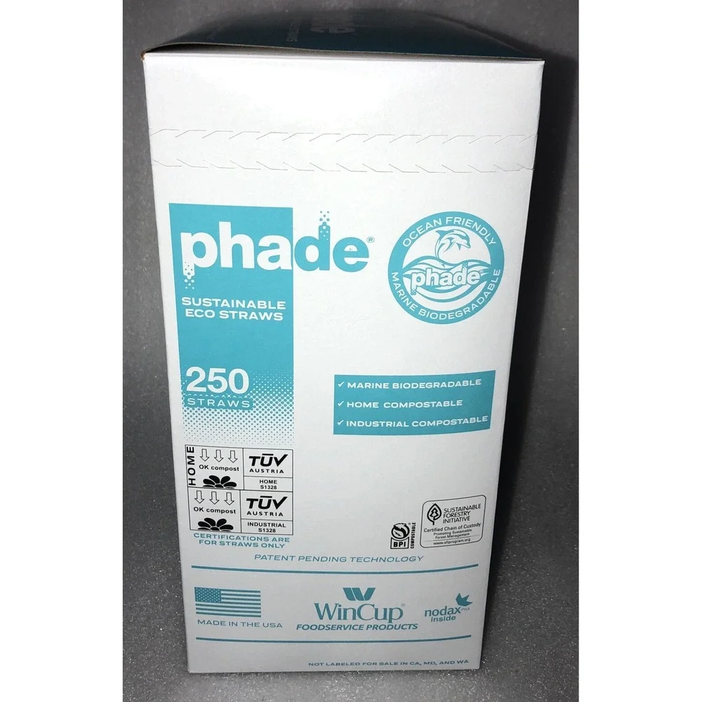 250‎ Count Phade Eco-Friendly Sustainable Biodegradable Compostable Giant Straws